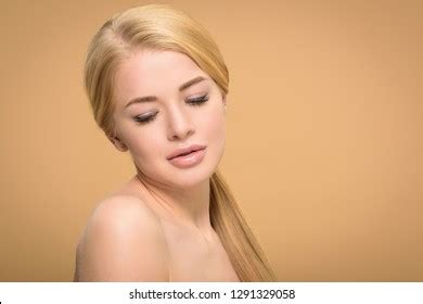 naked blonde woman long shiny hair stock photo  shutterstock