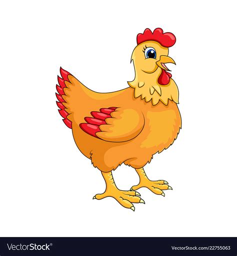 Hen cartoon character design isolated on white Vector Image