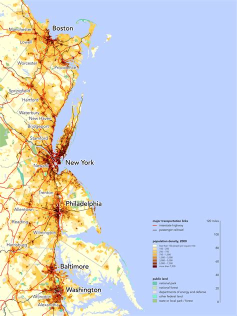 Population density of the Northeast megalopolis, home to 56 million people : r/MapPorn