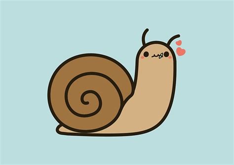 Cute Snail Cartoon Drawing | I Love You