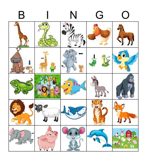 Animals Bingo Card