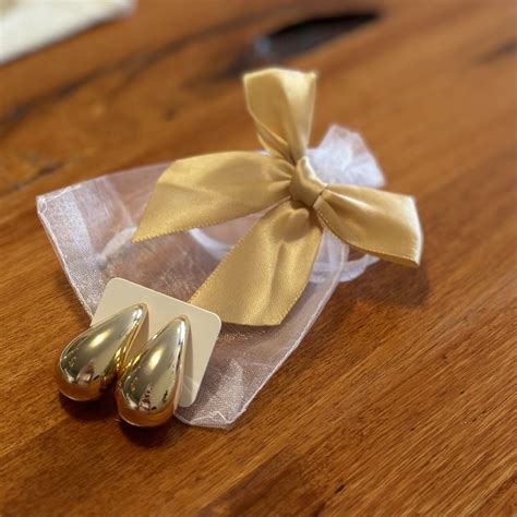 gold colour teardrop stud earrings brand   depop