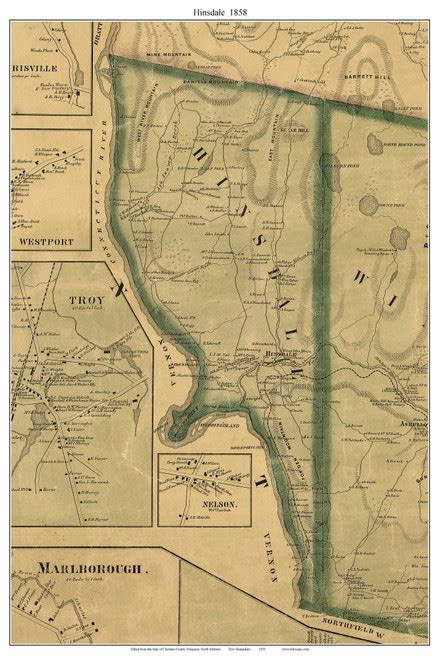 hinsdale  hampshire   town map custom print cheshire