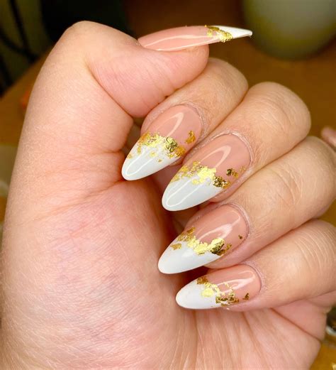 white  gold ombre nails