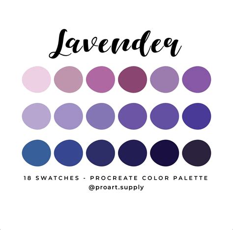 LAVENDER PROCREATE Color Palette Hex Codes Purple, Pink, Indigo for
