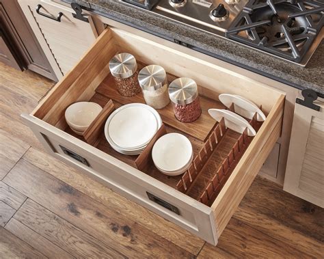 walnut deep drawer organizer  dividers  vertical plate holder