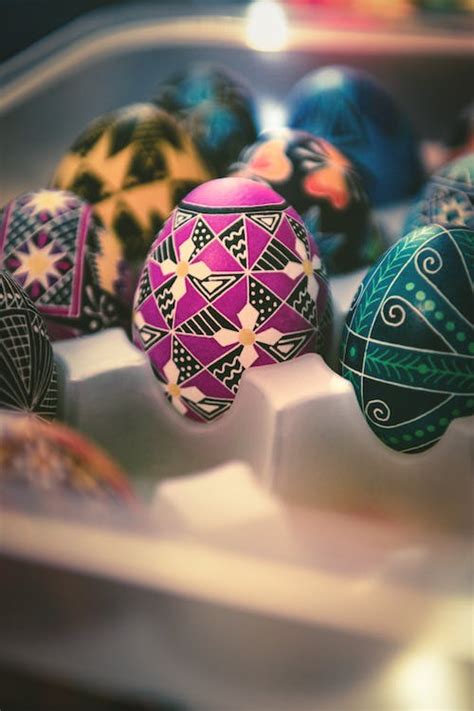 Ukrainian Pysanky Eggs on Tray · Free Stock Photo