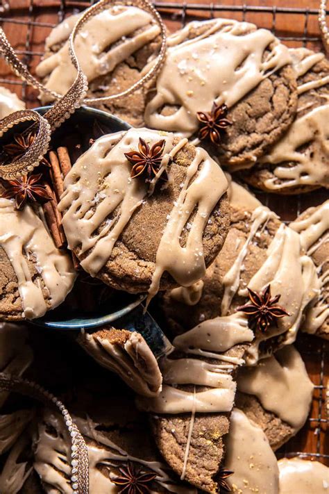 maple chai latte cookies  brown butter icing  baked harvest