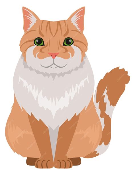 Premium Vector | Norwegian forest cat icon fluffy ginger pet