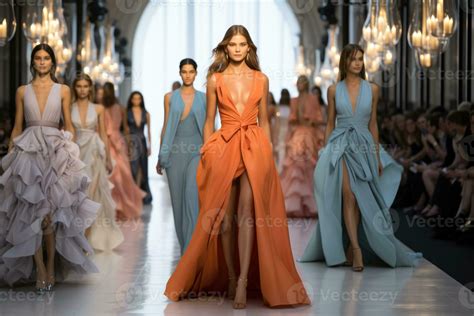 A runway filled with models showcasing the latest trends in haute
