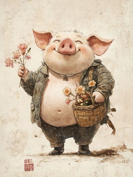comical pig art  stock photo public domain pictures
