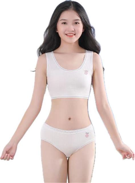 Amazon.co.jp: 2点セット ジュニアブラジャー 上下セット 2点セット ショーツ ブラ キッズ 下着セット ブラジャー カップ付き ...
