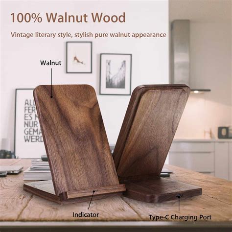 Walnut Wooden 15W Qi Wireless Charger Pad Fast Cha... – Grandado