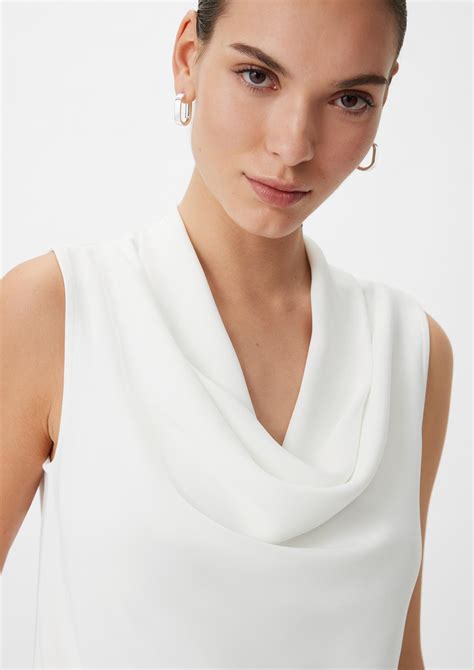 Sleeveless top with a cowl neckline - white | Comma