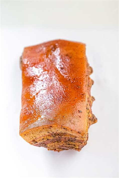 Premium Photo | Grilled smoked lard, whole bacon with skin, lard and
