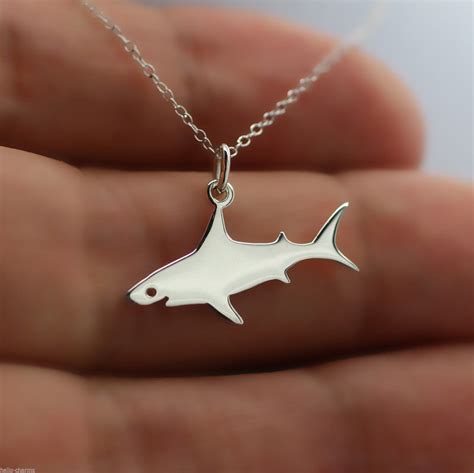 GREAT WHITE SHARK Necklace 925 Sterling Silver Shark Charm | Etsy