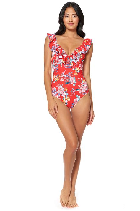 $98 Jessica Simpson One-Piece Ruffle Shoulder Oopsie Daisy Sauce Size