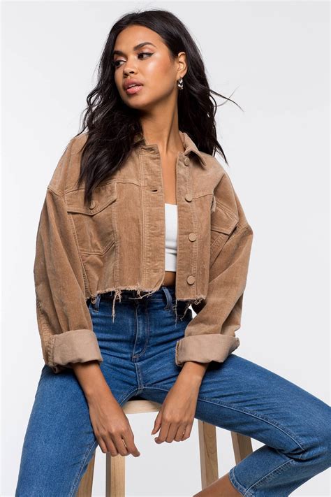 Women's Tops | Corduroy Cropped Jacket | A'GACI Cropped Denim Jacket ...