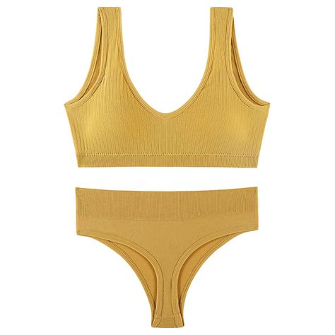 dazeni Bra Sets for Women with panties Soft Cotton Bra and Thong Sets 2