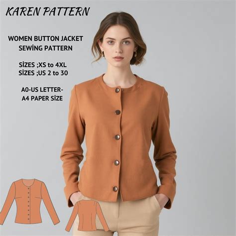 womens button jacket sewing patternbutton jacketcoat patternjacket