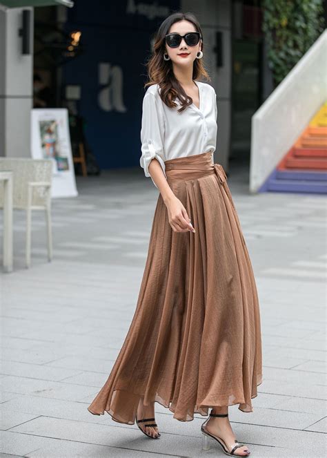 Summer Swing Chiffon Maxi Skirt, Circle Long Chiffon Skirt for Women