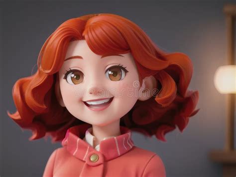Ai Generative. Beautiful Redhead Woman with Flying Curly Hair Laughing ...