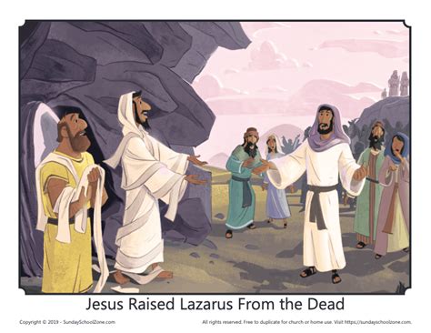 Jesus Raised Lazarus From the Dead Activities on Sunday School Zone