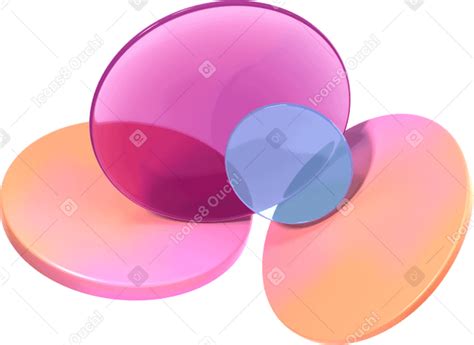 3D Четыре линзы разного цвета в PNG, SVG