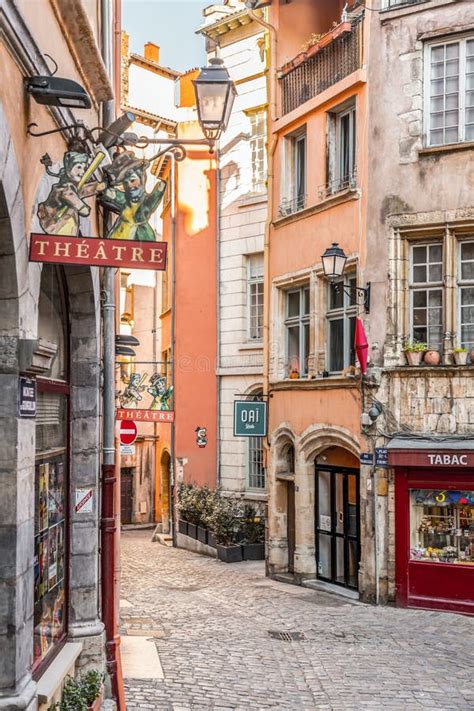 Street View and Buildings in the Old Town of Lyon Vieux Lyon, France ...