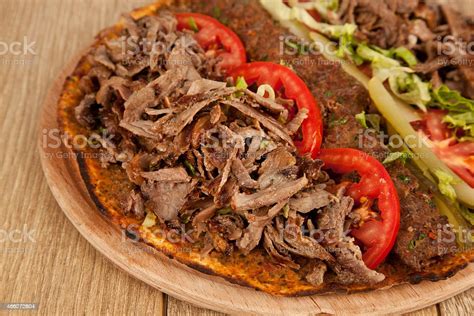 doner adana kebab  lahmacun turkish pizza pide stock photo