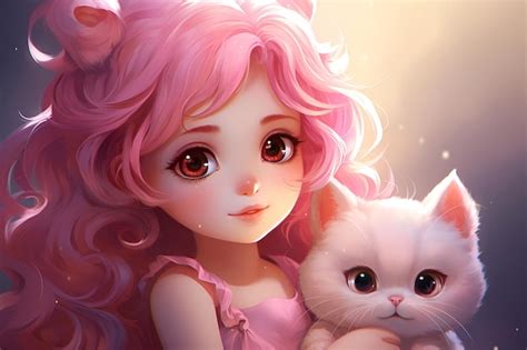Premium AI Image | cute little cartoon girl with big brown eyes and ...