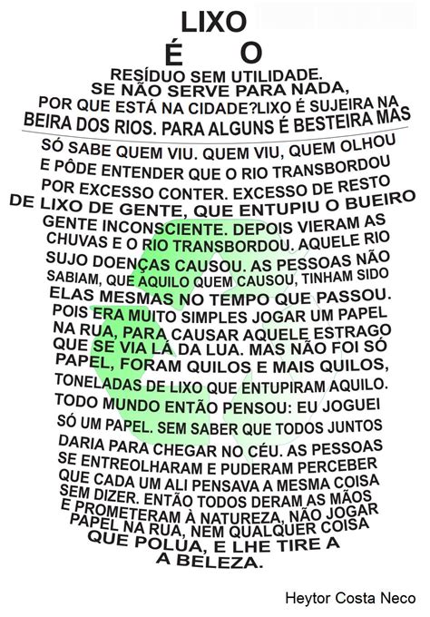 Poesia Sobre O Lixo - Lixo - Poesia Visual ~ Heytor Costa Neco