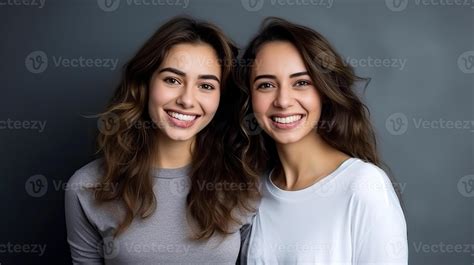 AI Generated Sisters with smiles and curly hair against the dark