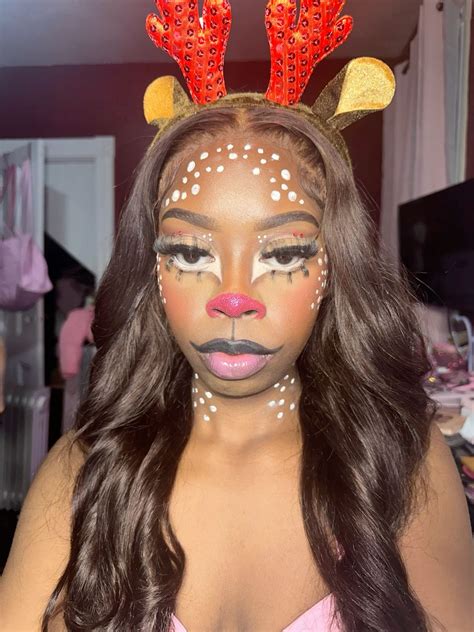 Rudolph the Red Nosed Reindeer Makeup | Reindeer makeup, Christmas