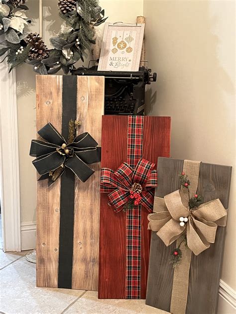 Farmhouse Rustic Wood Presents,set of 3 Wood Presents,rustic Christmas