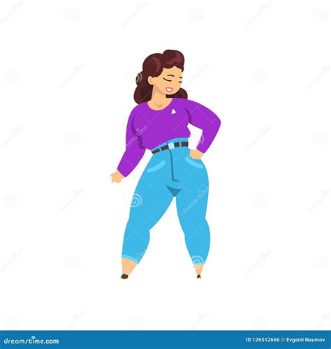 Brunette Curvy, Overweight Girl, Beautiful Plus Size Fashion Woman