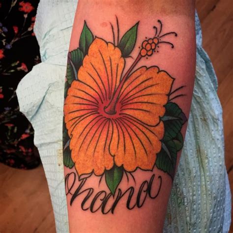 Yellow hibiscus tattoo – by Anthony – Maui Tattoo Artist at Mid-Pacific ...