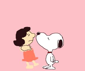 Snoopy kisses Lucy van Pelt - Drawception