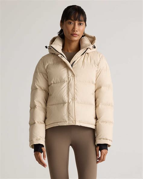Responsible Down Cropped Puffer Jacket in Oatmilk