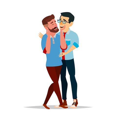 Gay Male Couple Vector. Romantic Homosexual Relationship. LGBT