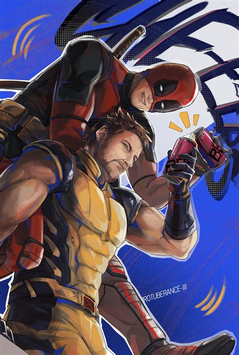 deadpool and wolverine (marvel and 3 more) drawn by protuberanceiii