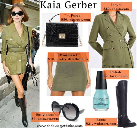 Kaia Gerber's Green Jacket and Mini Skirt Set Look for Less - The ...
