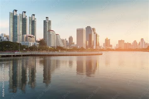 city office central business downtown  public park water reflection