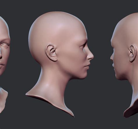 female face reference front  side
