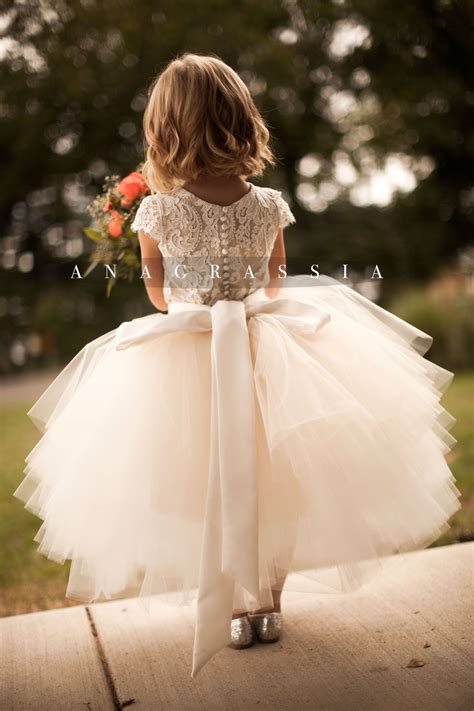 Champagne Lace Flower Girl Dress