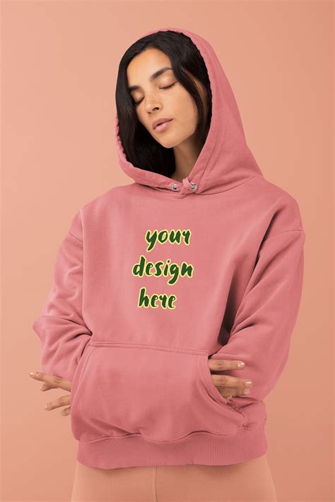 woman wearing hoodie mockup