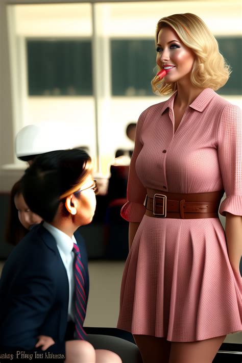 Lexica - Attractive mid-20s blonde female school teacher, pantyhose and