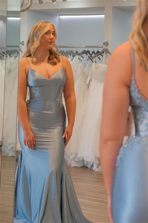 Queendancer Women Glitter Grey Blue Floral Long Formal Dress Deep V ...