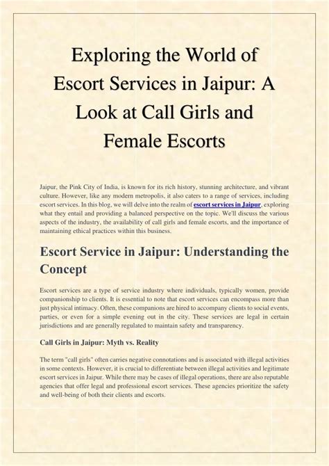 PPT - Exploring the World of Escort Services in Jaipur PowerPoint