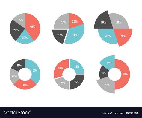 Circle pie chart infographic diagram set Vector Image